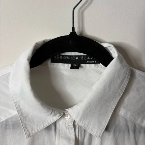 VERONICA BEARD Gil White Cotton Button Up Long Sleeve Shirt - Picture 4 of 7